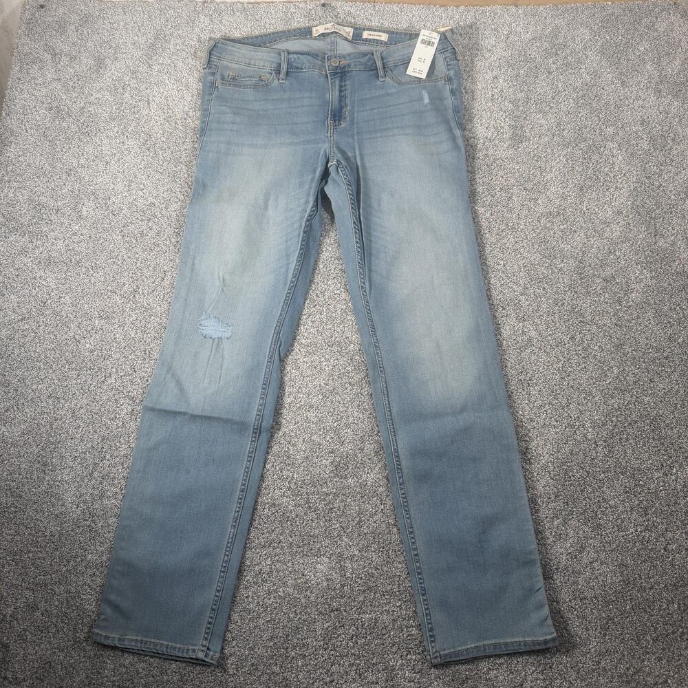 Hollister Low Rise Skinny Jeans 15L 32x33 Light Wash Stretch Denim Distressed